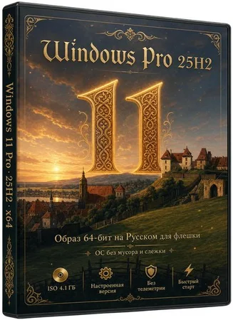 Логотип программы Windows 11 Pro с оптимизацией 25H2 Build 26200.8655 by Rsload